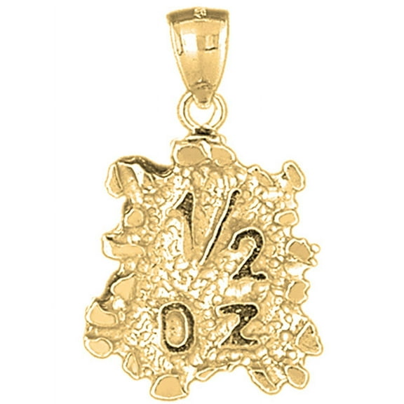 18K Yellow Gold "1/2 Oz" Nugget Pendant - 34 mm