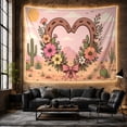 thumbnail image 6 of Desert Horseshoe Heart with Flowers and Cacti, Romantic Illustration for Nature Lovers, Western Wall Art Decor, Housewarming Gift Tapestry Wall Hanging for Living Room and Bedroom, 6 of 7