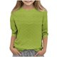 thumbnail image 2 of Blusa de poliéster para mujer, cuello redondo, manga 3/4, color liso, a la moda para niños, 2 of 5