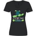 thumbnail image 3 of Inktastic Port St. Lucie, Florida Happy Sea Turtle Women's V-Neck T-Shirt, 3 of 5