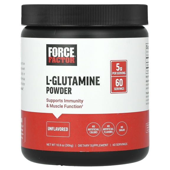 Force Factor L-Glutamine Powder, Unflavored, 10.8 oz (306 g)