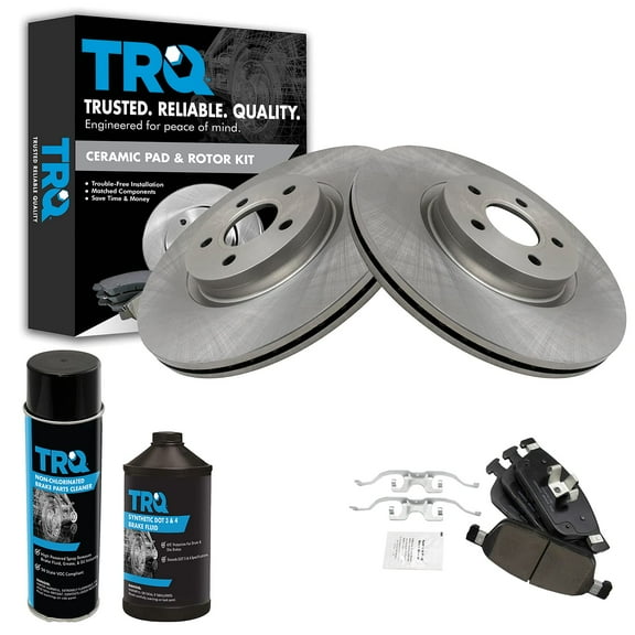 TRQ Front Ceramic Disc Brake Pad & Rotor Kit w/Chemicals for Ford Escape AWD BKA17130