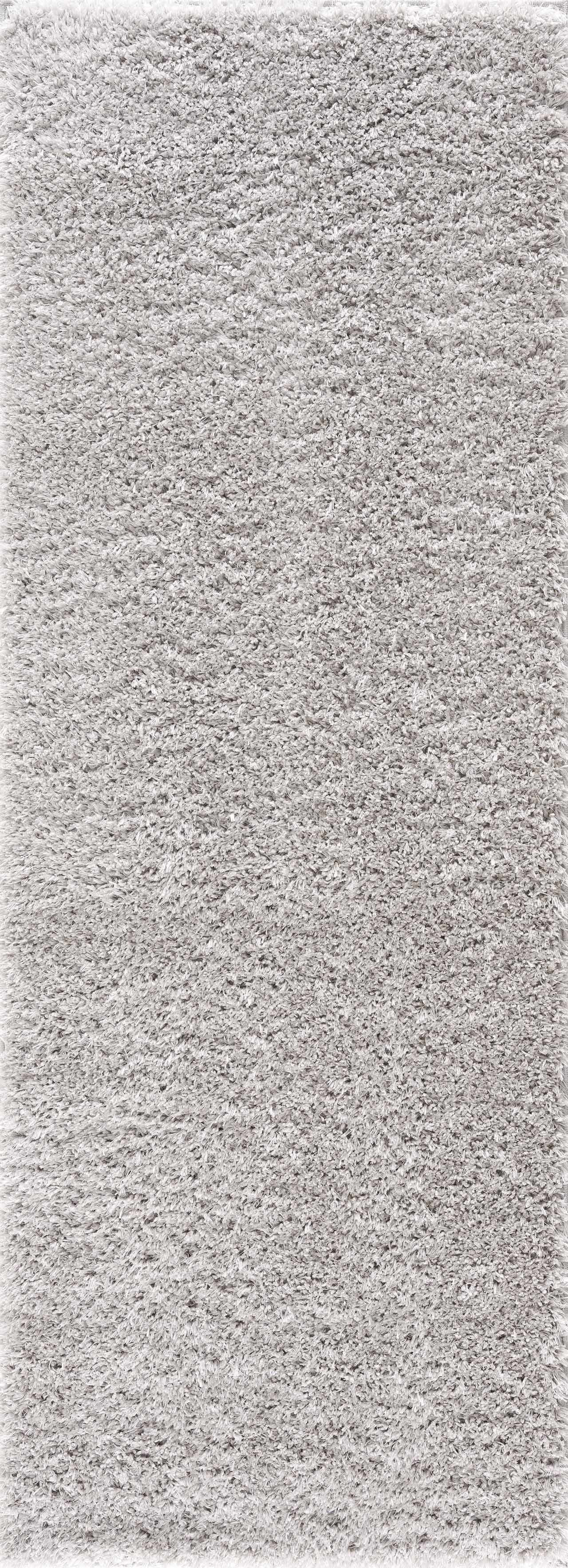 Hauteloom Faina Machine Washable Solid Shag Runner Rug - Plain Living Room Bedroom Shaggy Long Runner Rug - Fluffy Plush High Pile Carpet - Grey, Light Gray - 2'7" x 7'3"