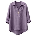 thumbnail image 5 of Womens 3/4 Sleeve Shirts Business Lapel Collared Solid Color Button Down Fashion Tops Dressy Casual Spring Blouses, 5 of 6
