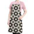thumbnail image 5 of Black Beige Checkerboard Checkered Pattern Apron-Garden Aprons for Women with Pockets-Cotton Linen Waterproof Kitchen Cooking Gardening Aprons Adjustable for Kitchen,Cooking,BBQ and Salon 33x27 Inch, 5 of 7