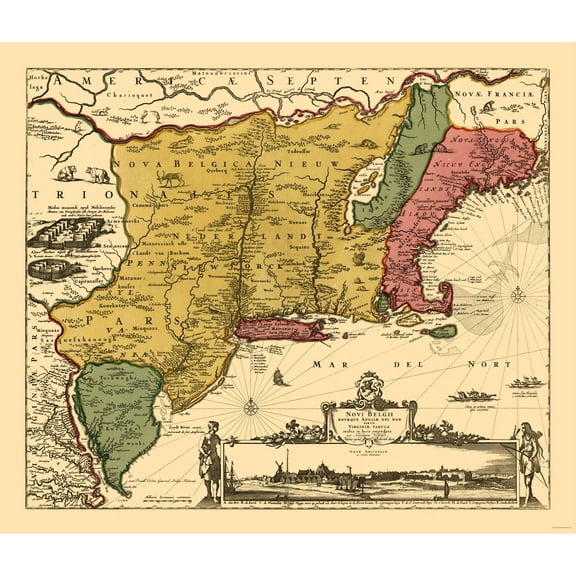 Historic State Map - New Belgium United States - Visscher - 26.94 x 23 - Vintage Wall Art