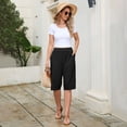 thumbnail image 2 of Livrdious Bermuda Shorts for Women High Waisted Wide Leg Loose Fit Shorts Womens Summer Linen Shorts with Pockets, Knee Length, S–5X, 2 of 8