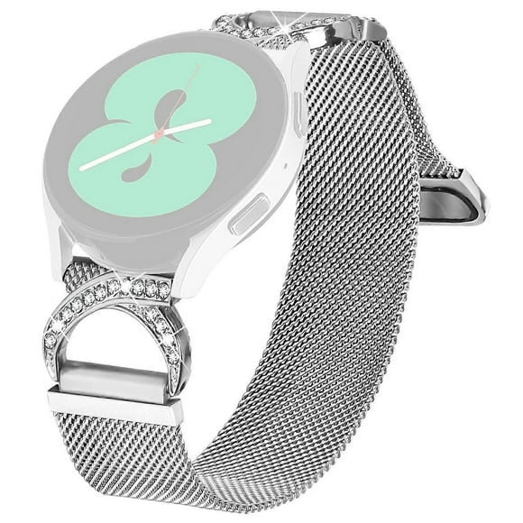 Watch Band for Garmin Vivomove Sport Venu 2 Plus Milanese Silver Metal Strap Rhinestone Decor