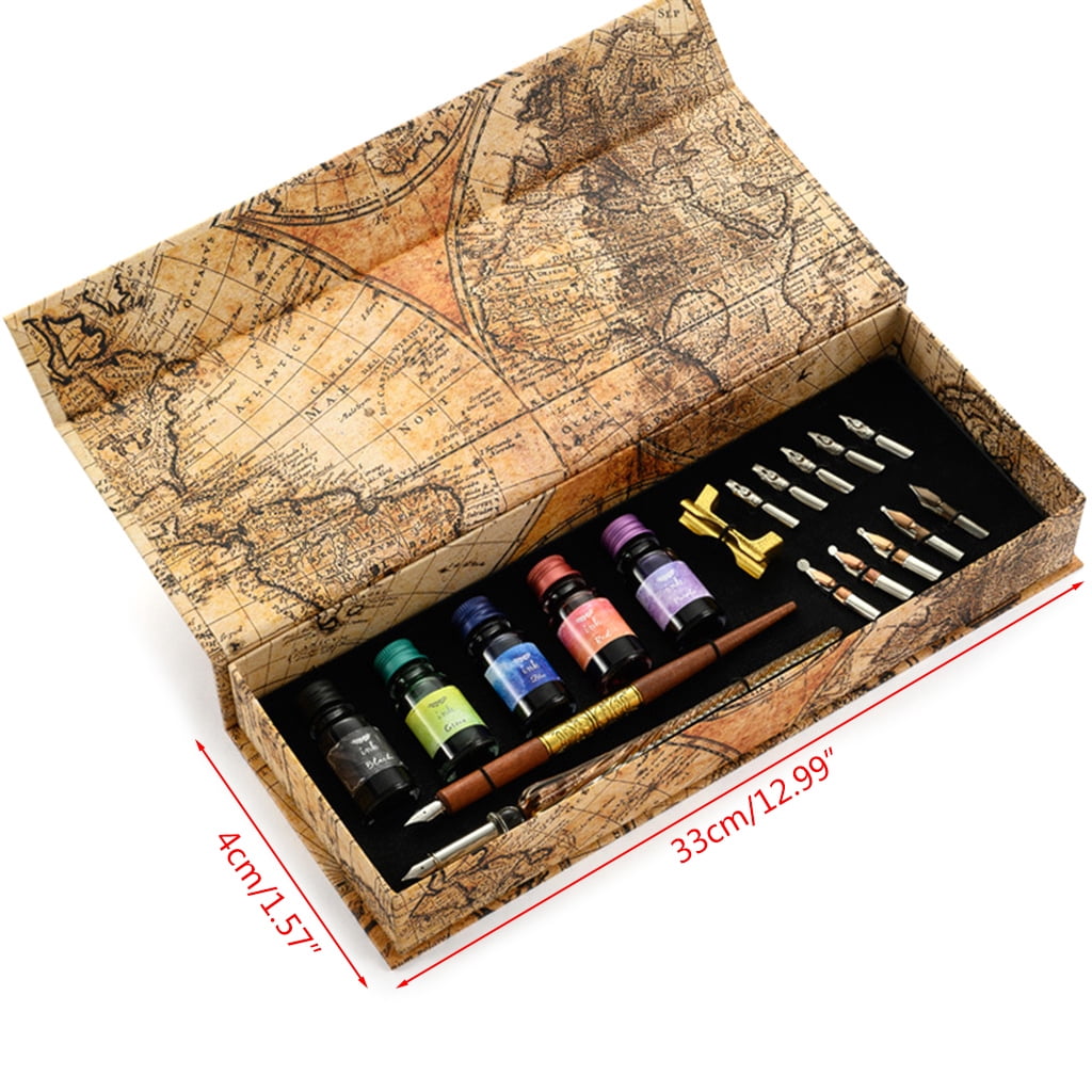 Gothic Quill Pen Gothic Ink Pen 2 Straight Pen Rod 5 Ink Bottle 10 Pen Tips
