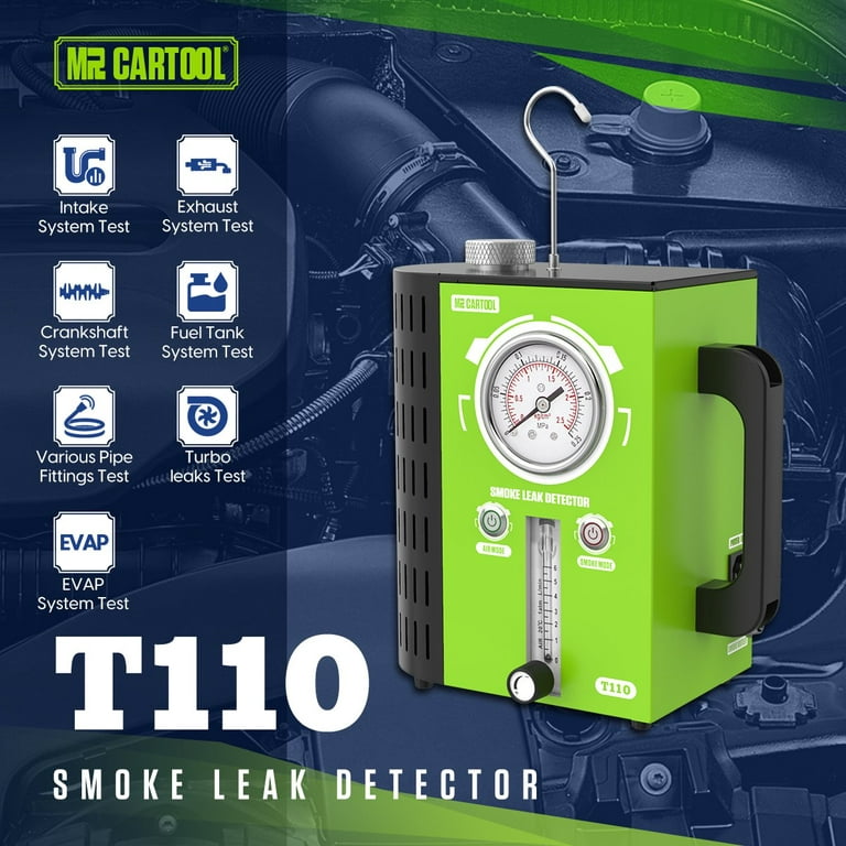 Mrcartool T110 Automotive EVAP Smoke Machine, 12V Car Fuel System Leak  Tester Detector with Built-in Vacuum Pump & Pressure Gauge & Air Flow Meter  for All Vehicles 
