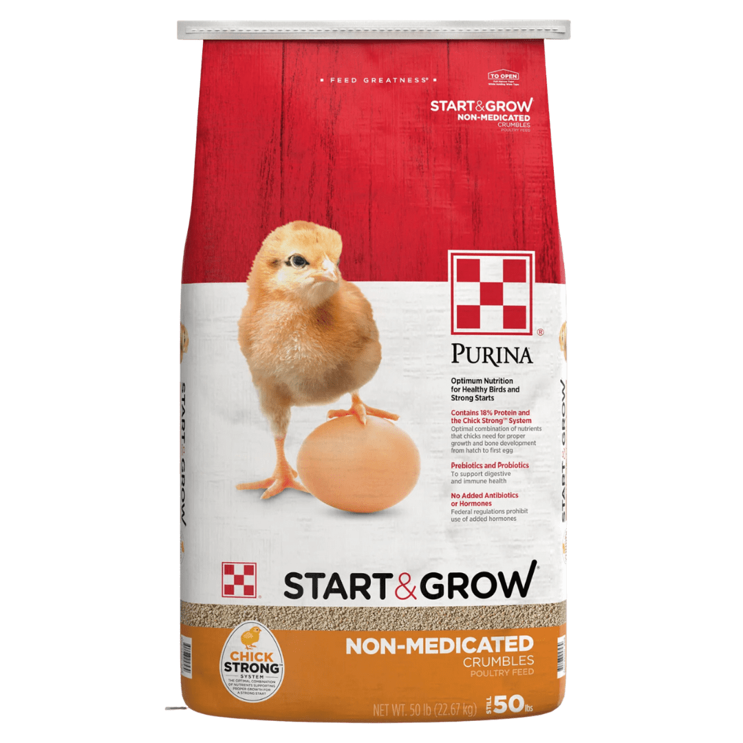Purina Start & Grow Non-Medicated Chick Feed Crumbles, Chick Starter Feed, Baby Chick Food, 50 lbs