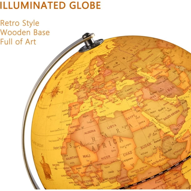 HHHC Illuminé Globe Mondial pour les Enfants avec Stand 6en1