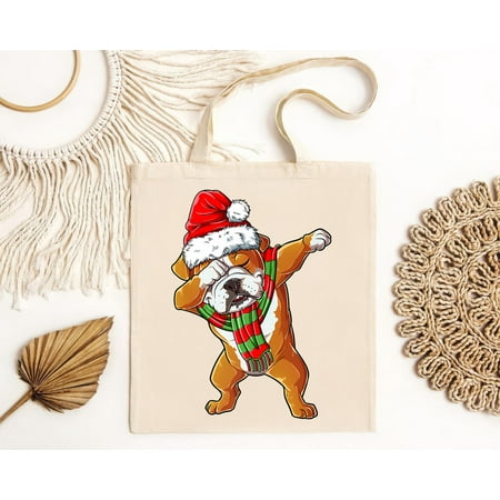 vintage Dabbing English Bulldog Christmas Xmas Dab Dance Dog Lover Tote Bag Gift-TH6885