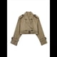 thumbnail image 4 of Chaqueta Corta de Ciclismo para Mujer, Gabardina Informal Cruzada con Cinturón Marrón Oscuro S, 4 of 10