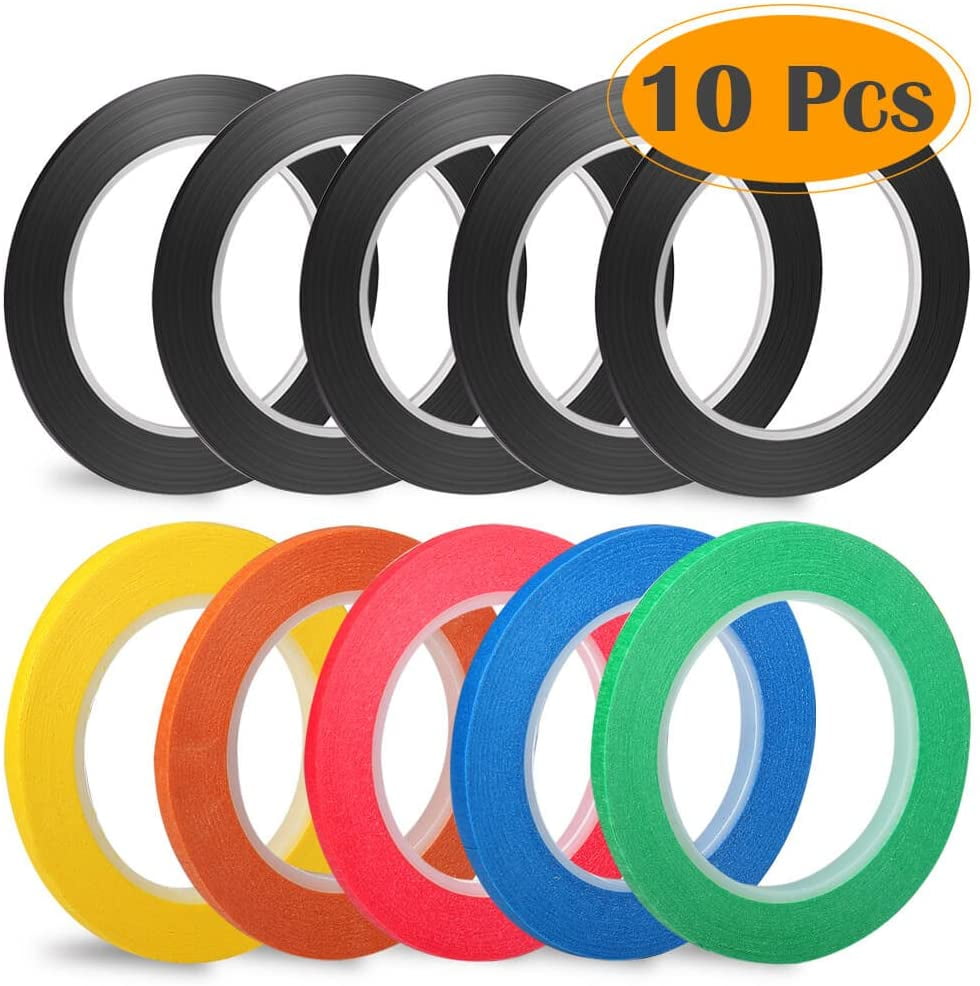 Selizo 10 Rolls 1/8â Whiteboard Pinstripe Tape Thin White Board Dry