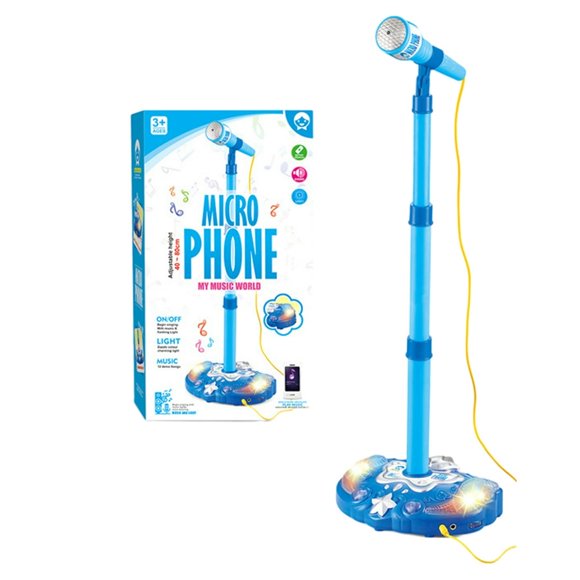 Microphone de Karaoké pour Tout-Petit avec Support de Micro Ajustable Divertissement de Karaoké pour Enfants Machine de Karaoké pour Enfants avec Lumières