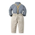 thumbnail image 4 of Utlike Boys Clothing Set Toddler Long Sleeve Plaid Prints T Shirt Tops Pants Child Kids Gentleman Outfits Boys' Breathable Set Size 8 Years-9 Years, 4 of 8