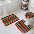 thumbnail image 3 of Colored Stripes Bathroom Rugs Set Mexico Style Abstract Modern Art Non Slip Absorbent Soft Bath Mats 3 Piece Set with Bathroom Rug, U-Shaped Floor Mat, Toilet Seat Cover Small Size, 3 of 9