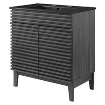 Sink Vanity Cabinet, Dark Grey Gray, Wood, Mid Century Hotel Bedroom Bathroom, Modern Contemporary HB33693