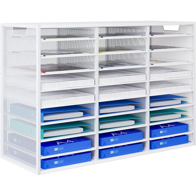 Compartments Capacity Letter Tray Adjustable Mail Organiser Storage Compartments Stackable Document Tray Desk Paper Tray Organiser for Office/Home/School