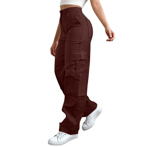 Cargo Pants Women Wide Leg Elastic High Waisted Lightweight Hiking Pants Casual Baggy Fashion Streetwear Y2k Outfits, L