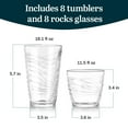 thumbnail image 4 of Libbey Orbita Rocks and Tumbler Drinking Glasses Set of 16, Durable Glass Cups Set with Wave Pattern, Glassware Drinking Glasses for Any Occasion, 4 of 7