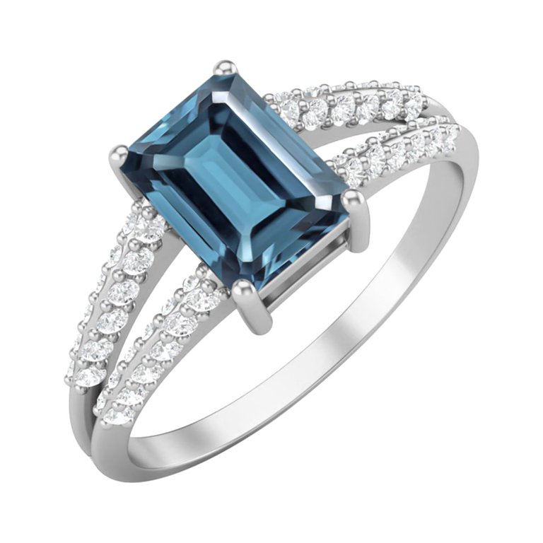 Mooneye 7X5mm Emerald Cut London Blue Topaz 925 Sterling