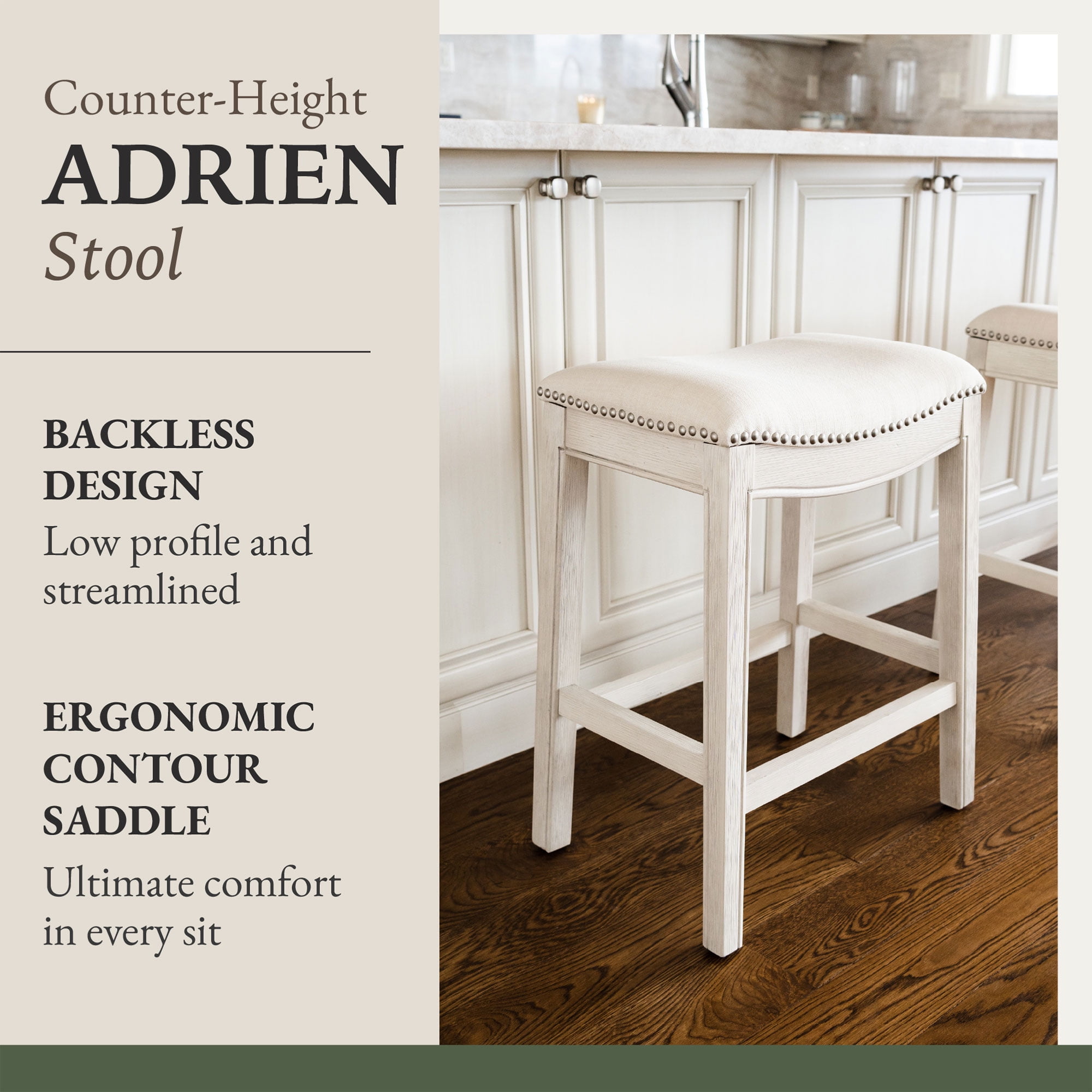 Open Box Maven Lane Adrien Saddle Bar Stool, White Oak, Counter Height (4 Pack)