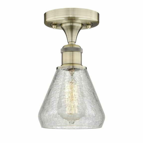 Innovations Lighting  Edison Conesus - 1 Light 6" Semi-Flush Mount Antique Brass/Clear Crackle