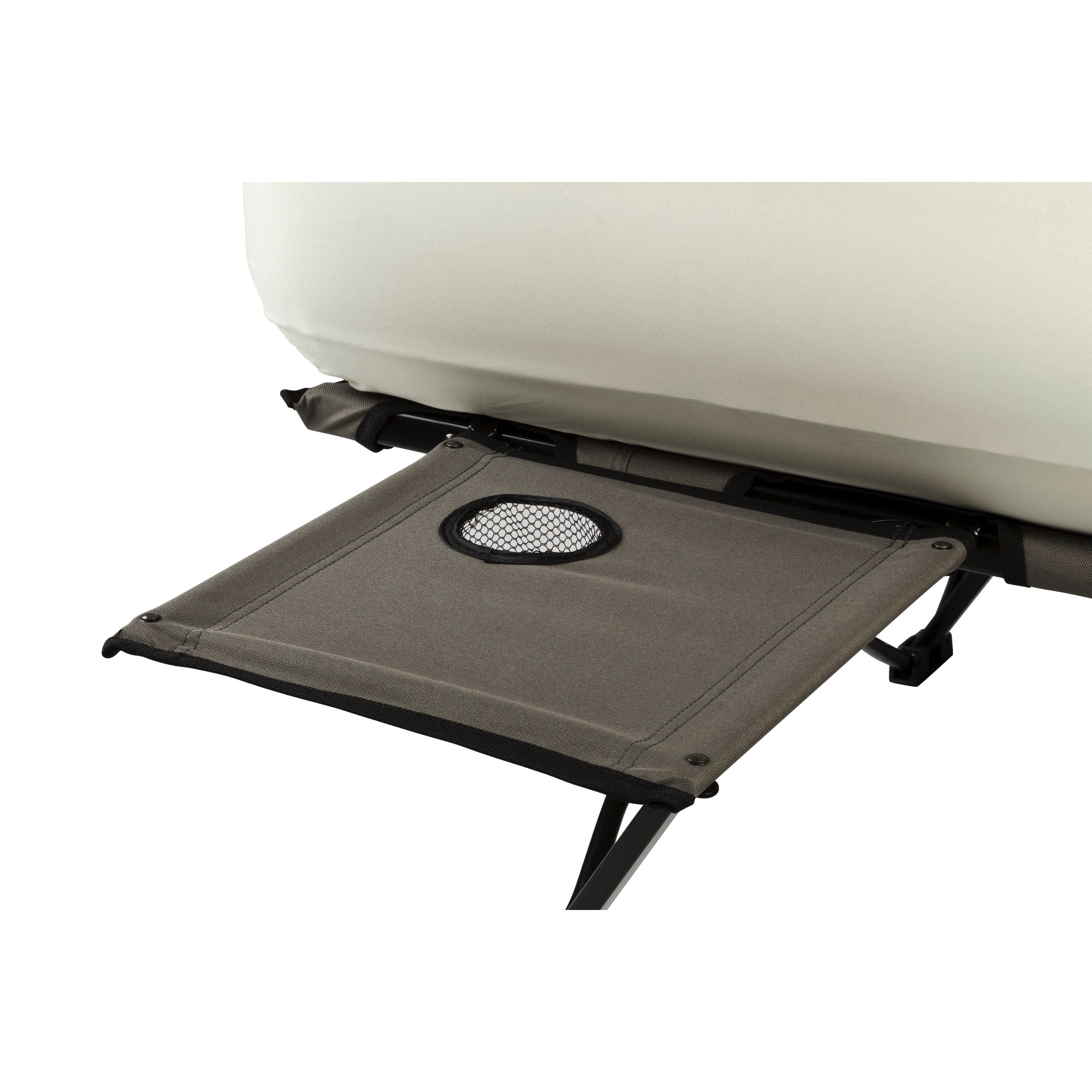 coleman queen airbed folding cot with side tables and 4d battery pump