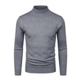 thumbnail image 3 of Mens Sweater - Solid Color Semi High Neck Slim Fit Pullover Knitted Sweater Jacket, Casual Business Style, Daily Office Wear, Trendy Design, Men's Clothing, 3 of 4