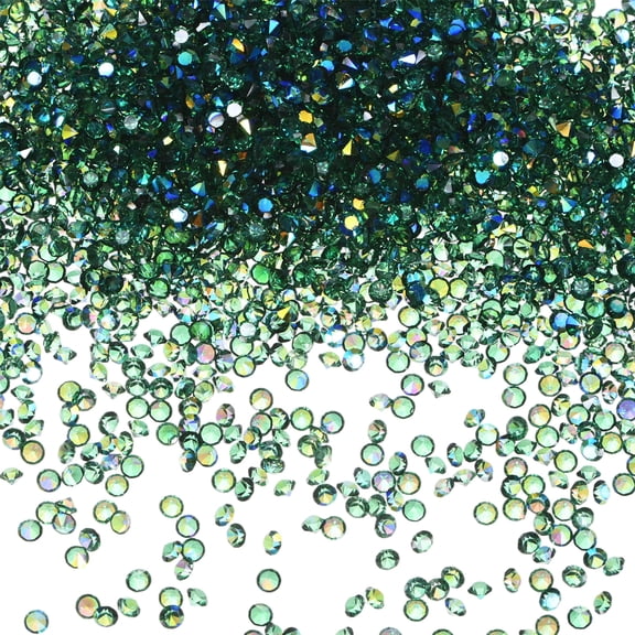 14400-Pack Acrylic Diamonds, 0.12 Inch/3mm Wedding Table Scatter Confetti Crystals, Acrylic Diamonds Gems [Dark Green AB]