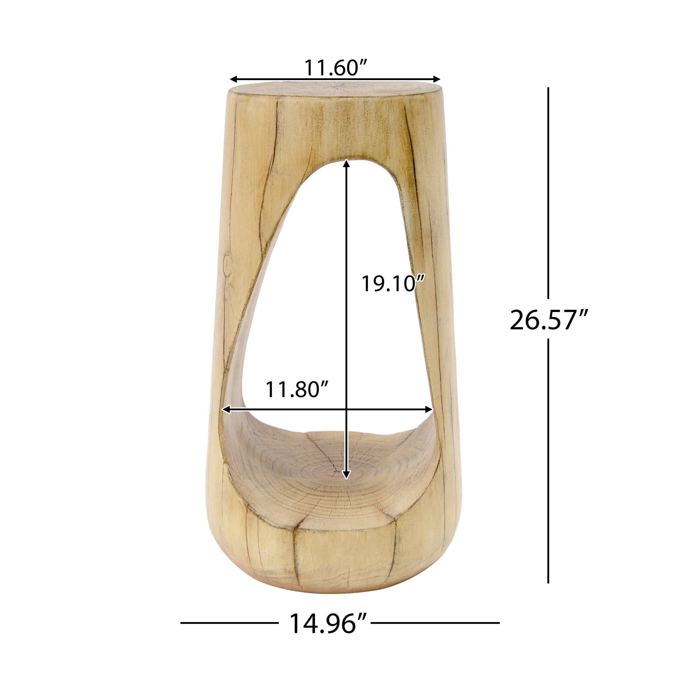 Christopher Knight Home 26.5" Natural Wood Grain Round Hollow MGO Outdoor Side Table with Wide Base, Natural