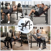 FASTES 7-in-1 Multi-Purpose Adjustable Weight Bench 1200lbs Workout Bench Press Bench Set with Barbel Rack and Leg Developer for Home Gym Full Body Training