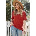 thumbnail image 4 of Women's Red Short Sleeves Drape Knit Top, 4 of 14