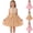 Style4-Khaki girls dresses, variant on Maqroz Denim Jeans Dress for Girls Sleeveless Summer Casual Lapel Collar A-Line Pleated Ruffle Dress with Belt Button Bow Casual Tulle Dresses 2-13 Years