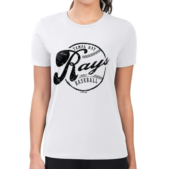 Women's G-III 4Her by Carl Banks  White Tampa Bay Rays Super-Slim Fit Lightweight Distressed Baseball Team T-Shirt