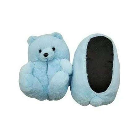 

Crocowalk House Slippers for Women Kids Teddy Bear Slippers Slip On Furry Indoor Shoes Girls Light Blue 11.5C-5Y