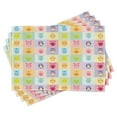 thumbnail image 1 of Ambesonne Cartoon Place Mats Set of 4, Colorful Owl, Standard Size, Purple Yellow and Pink, 1 of 6