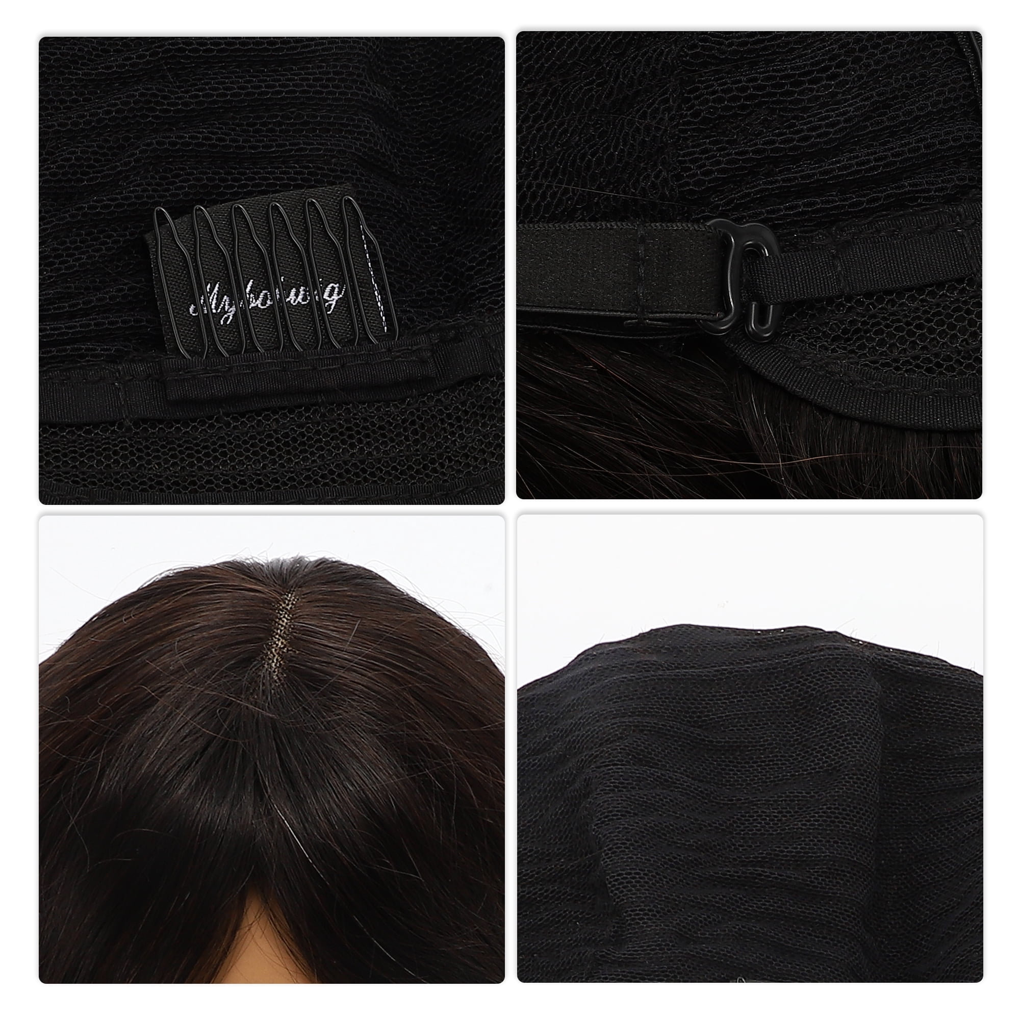 Unique Bargains 1 Pc Bangs Straight Hair Hair Wig Real Human Hair 12in 2x4in 180 Human Wig Yellow Black for Women