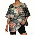 thumbnail image 5 of Uootdi Women's Floral And Wave Patterned Top Half Sleeve Loose Fit Casual Summer Shirt With Bohemian Inspired Artistic Design Lightweight Breathable Daily Wear, 5 of 5