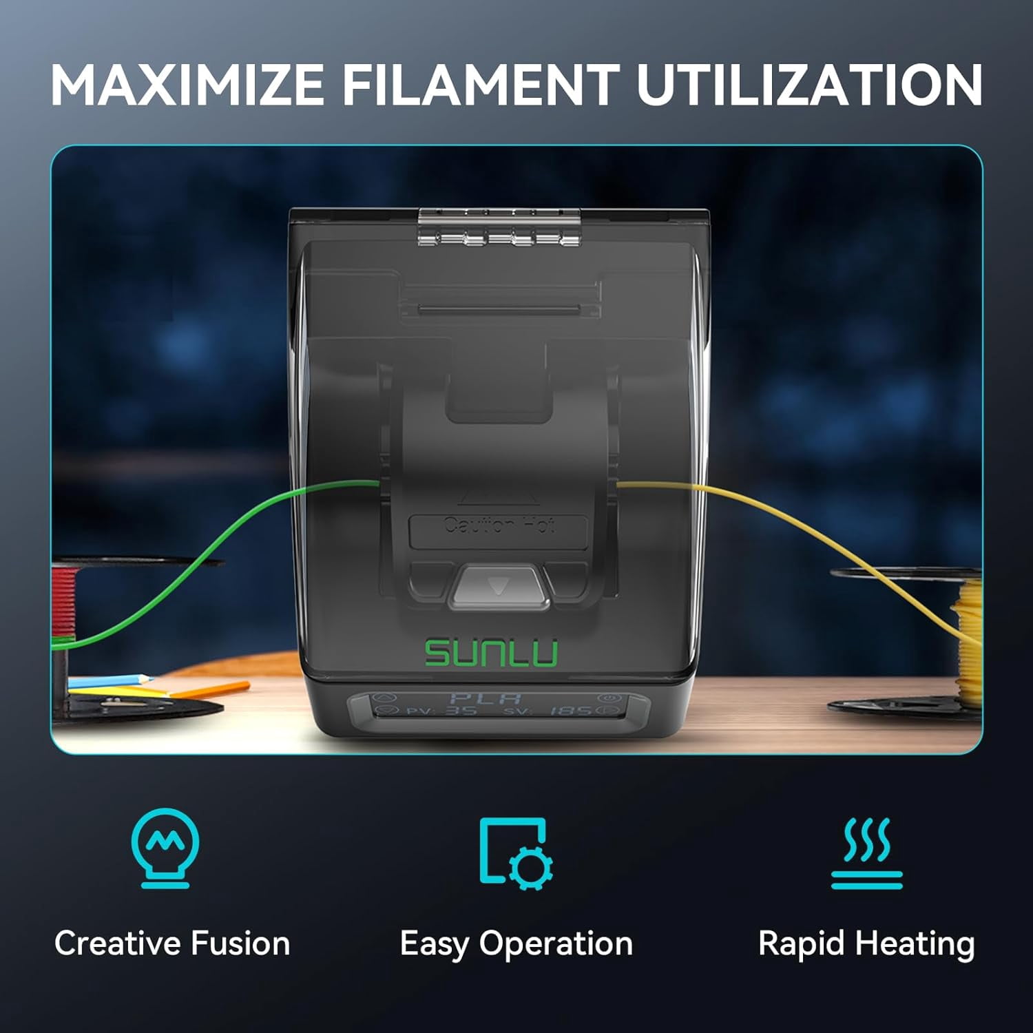 SUNLU Official Filament Connector, 400Pcs PTFE Sleeve Filament Splicer for 3D Printer Filament 1.75mm, Fast Heating Filament Welder Compatible with PLA PETG TPU ABS PA Nylon, Easy to Use