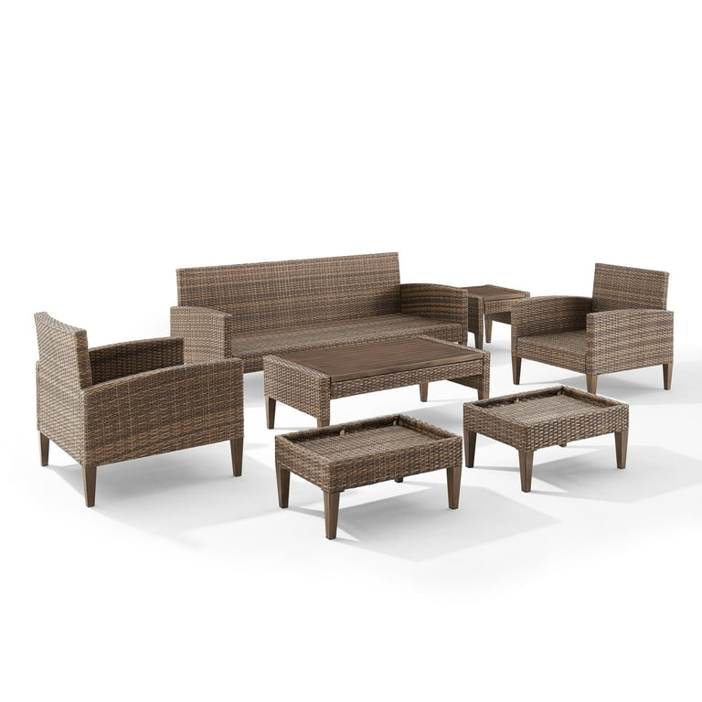 Crosley Furniture Capella 7 piece Modern Fabric Outdoor Sofa Set in Brown Walmart