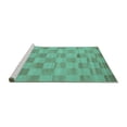 thumbnail image 2 of Ahgly Company Machine Washable Indoor Square Checkered Turquoise Blue Modern Area Rugs, 3' Square, 2 of 4