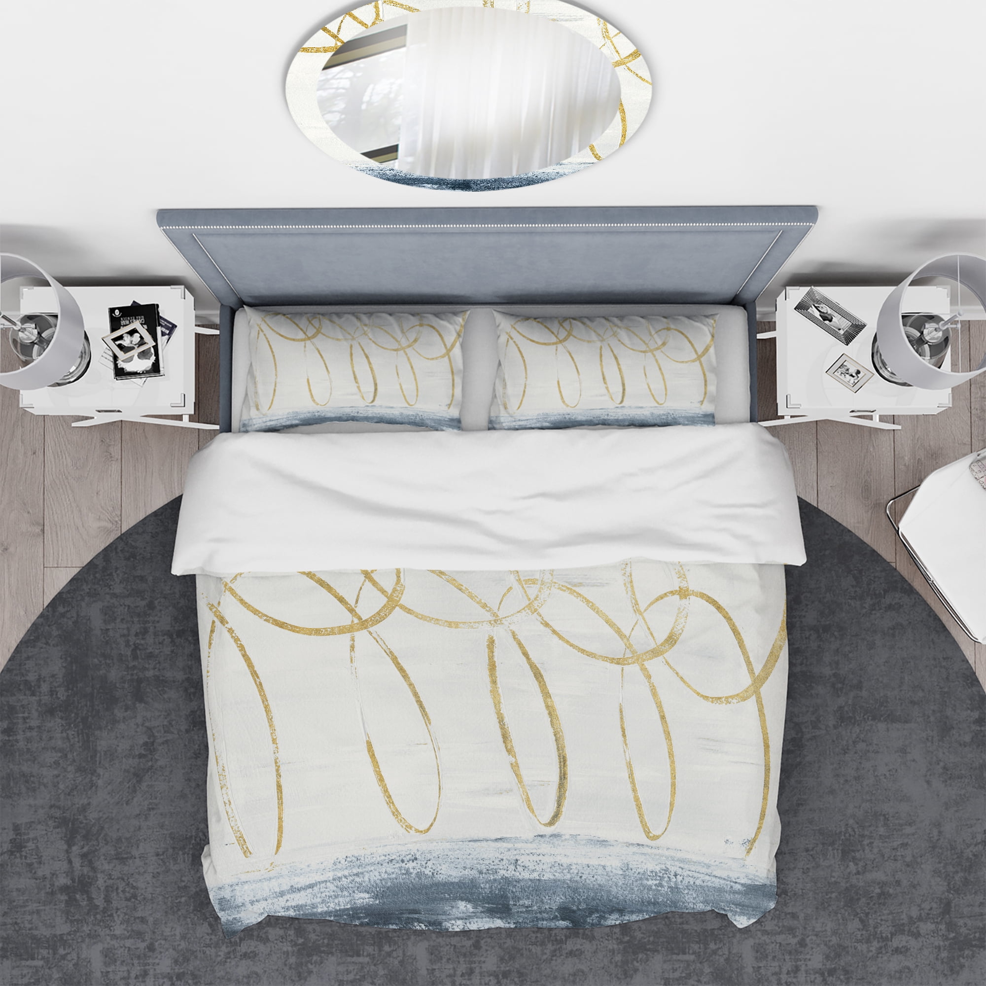 Designart 'Gold Abstract Geometric Shape' Geometric Duvet Cover Set