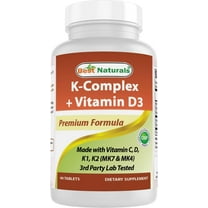 Best Naturals K-Complex with K1 (Phytonadione 1500 mcg   K2 as Menaquinone 100 mcg   K2 as MK-4 1000 mcg)   D3   VIT. C - 90 Tablets - Made in The USA