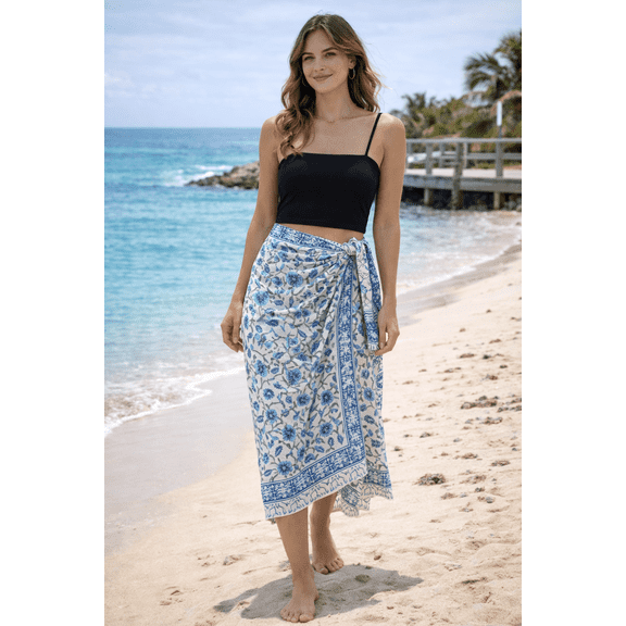 Foxrey Women’s Beach Cover Up Sarong Wrap, Lightweight Swim Cover Up Skirt, Summer Bikini Wrap, One Size