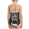thumbnail image 5 of FOR U DESIGNS Hibiscus Turtle Flowers Halter Swimsuit for Girls 3-4 Years Old Lightweight Off Shoulder Bathing Suit Novelty One Piece Swimwear, 5 of 6