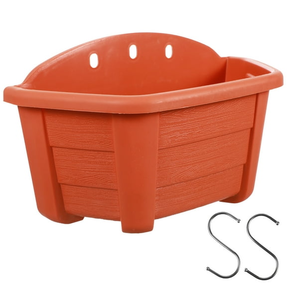 PAMINGONO Red Semi-Circular Plastic Hanging Flowerpot with Holder, Ideal for Indoor and Outdoor Plants, 1 Set