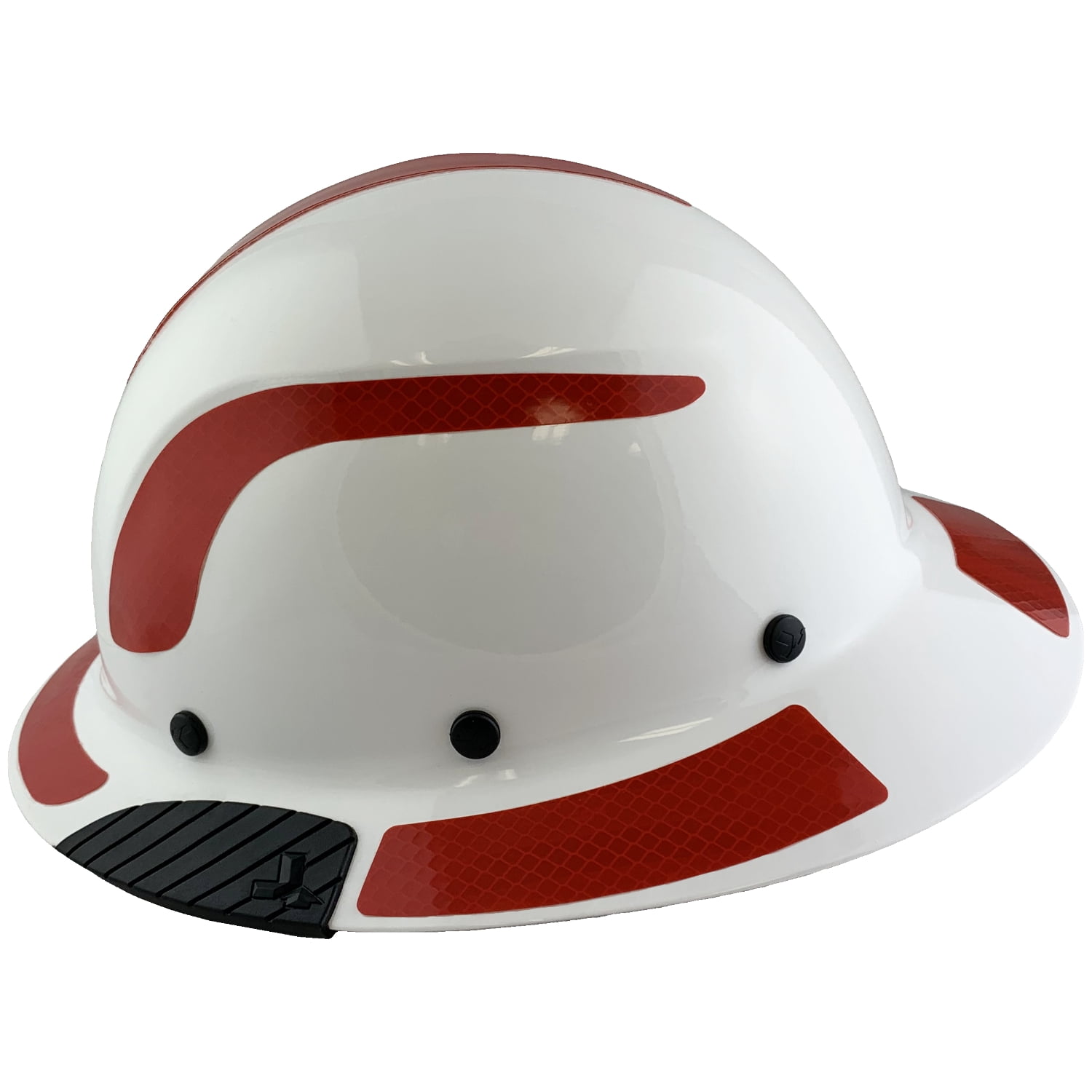 Lift Safety Helmet - Actual Carbon Fiber Full Brim Hard Hat - White with Red Reflective Decals with Hard Hat Tote Bag